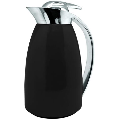 Caraffa termica a doppia parete in acciaio inox e interno in vetro.