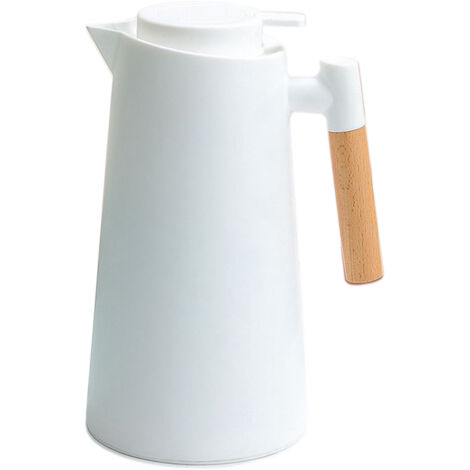 Caraffa termica da caffè da 1 litro, contenitore a doppia parete sottovuoto, thermos con manico in legno, bollitore, bottiglia isolante per mantenere il tè caldo e freddo