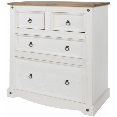 main image of "Carala Pine White 2+2 Drawer Chest White Painted Bedroom Chest"