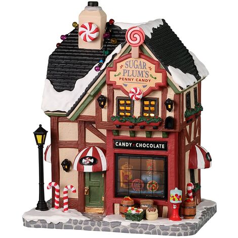 Caramelle Penny di Sugar Plum, edificio luminoso per villaggio di Natale in Porcellana‎