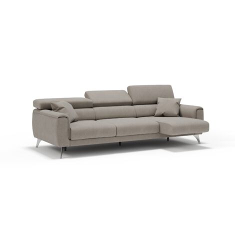 Caravaggio Divano con 3 sedute allungabili indipendenti e poggiatesta reclinabili in tessuto impermeabile T02 244 cm beige