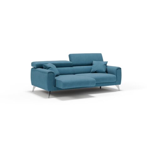 Caravaggio Sofa mit verschiebbaren Sitzen aus wasserfestem, weichem Stoff T02 169 cm Hellblau