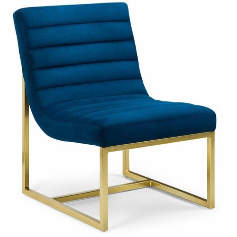 Caravagio Velvet Chair - Blue & Gold - BLUE &amp; GOLD