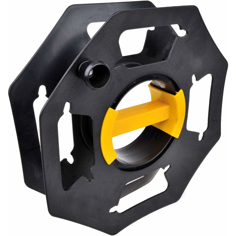 Caravan Enrouleur de câble, Manuel, Vide, pour Le Camping et Le ménage, jusqu'à 25 m de câble, en Plastique, Noir et Jaune