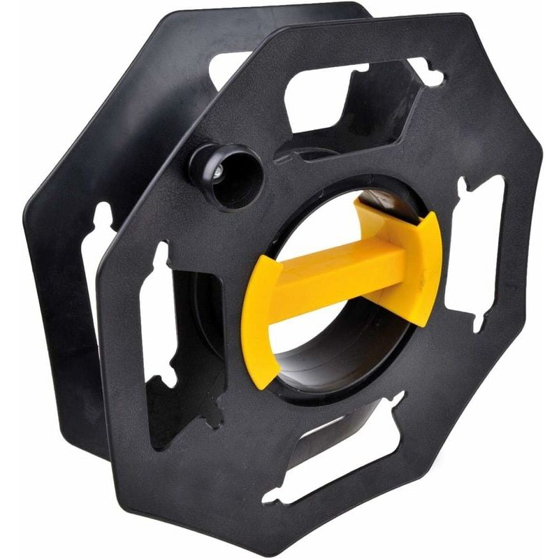 Caravan Enrouleur de câble, Manuel, Vide, pour Le Camping et Le ménage, jusqu'à 25 m de câble, en Plastique, Noir et Jaune