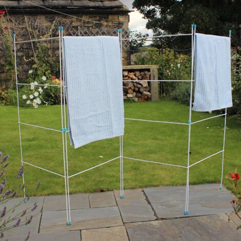 Caravan Indoor/Outdoor Four Panel Folding Clothes Airer Laundry Dryer, Plastic/Metal, White