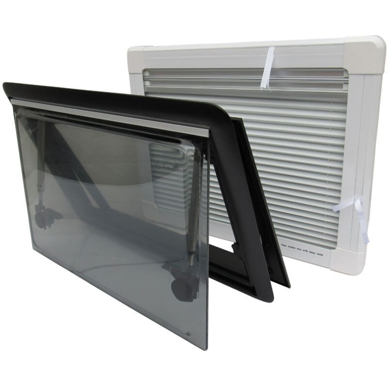 Caravan Replacement Window With Blind 900mm x 450mm (Motorhome RV Stainless Flyscreen)