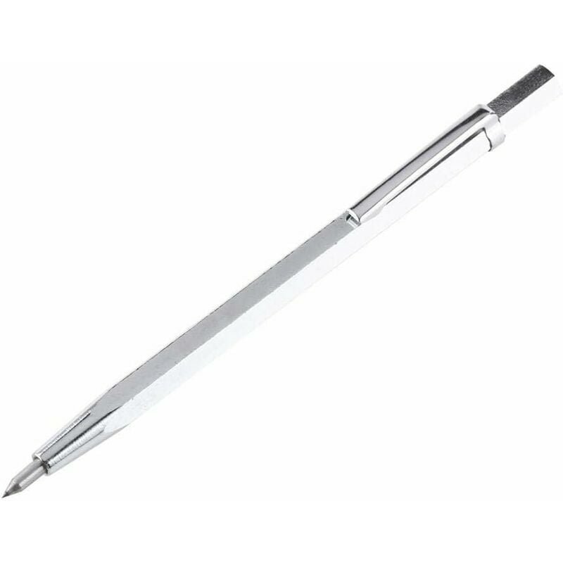 Hoopzi - Carbide Tipped Scriber Engraving Pen for Glass / Ceramic / Metal Sheet Handheld Portable Scriber with Clip and Magnet 1Pcs (Silver)