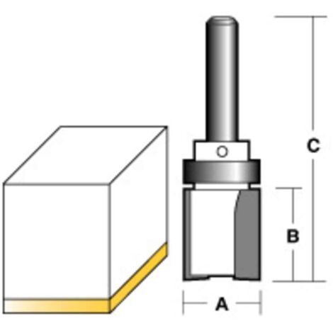 Carbitool Inverted Flush Trim Router Bit W/Bearing 1/4" Shank