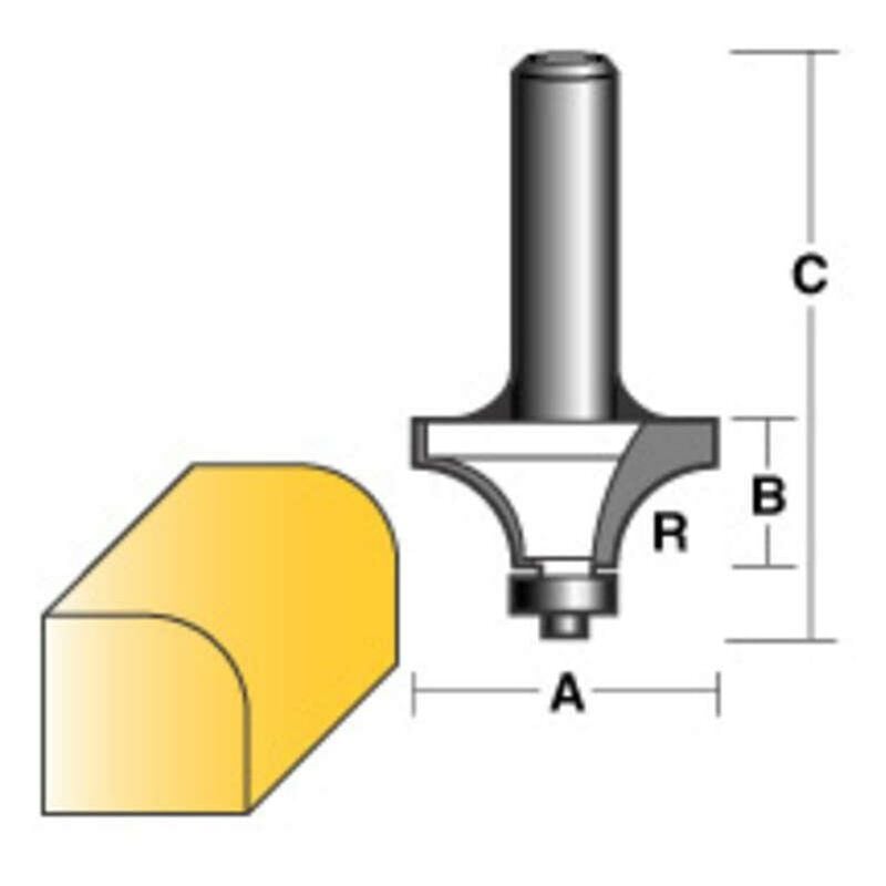 Carbitool - Round Over Router Bit 1/2' W/Bearing 1/4' Shank