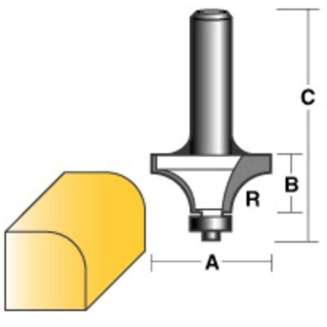 Carbitool Round Over Router Bit 1/2" W/Bearing 1/4" Shank