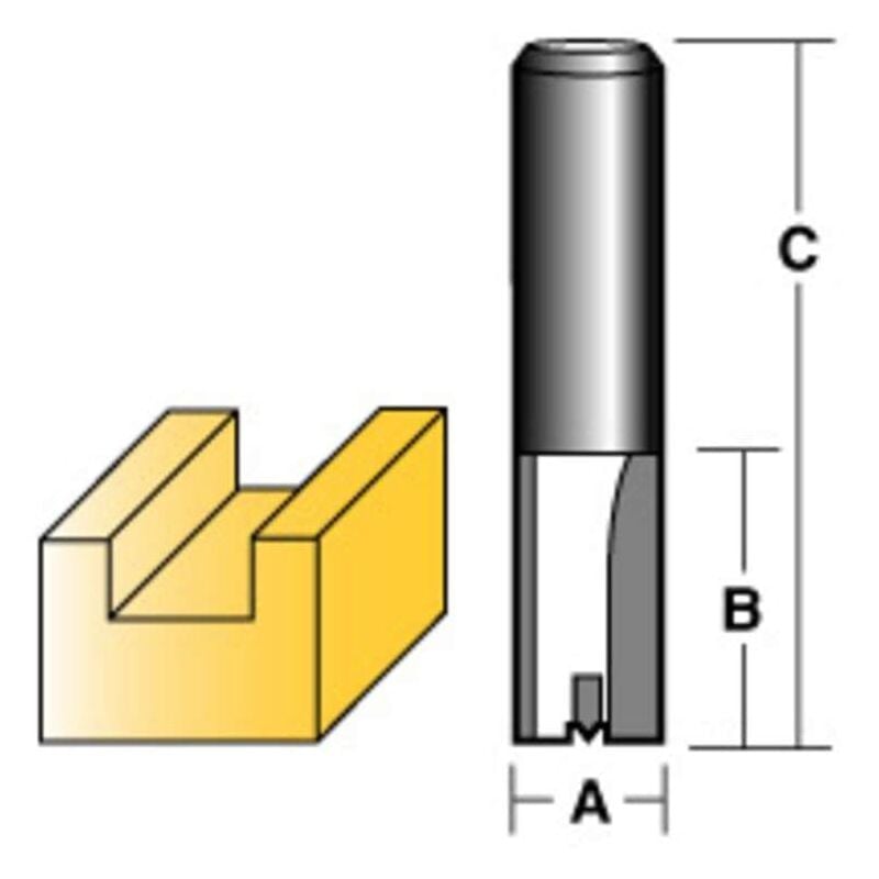 Carbitool - Straight Router Bit 12Mm Long 1/2' Shank