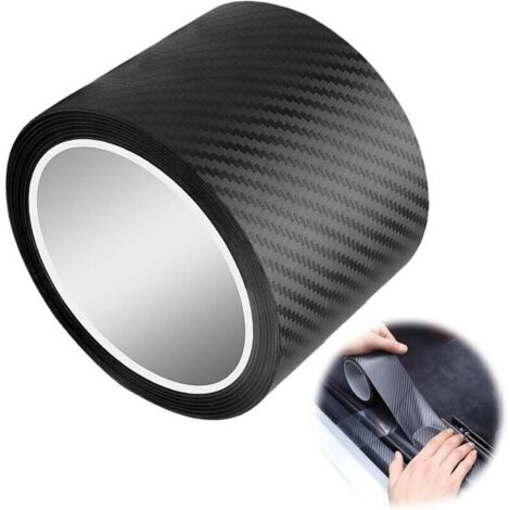 Carbon fiber self-adhesive film for door sills, 10 cm x 3 m, black, self-adhesive, protection for cars and motorcycles