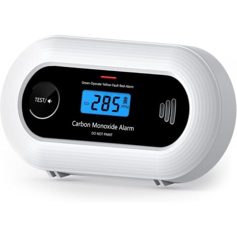 Carbon Monoxide Detector, 10-Year Sealed Battery CO Alarm with Digital LCD Display, Battery Powered Carbon Monoxide Alarm for Home, EN 50291 Standard