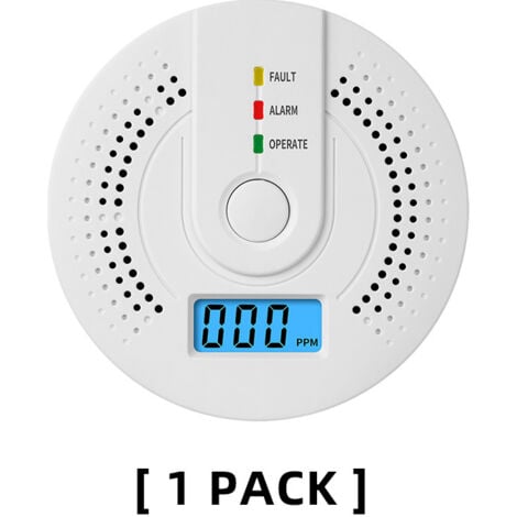 Carbon Monoxide Detector, CO Detector with Digital LCD Display and Acoustic Alarms Carbon Monoxide Alarms Battery Operated (without Batteries)
