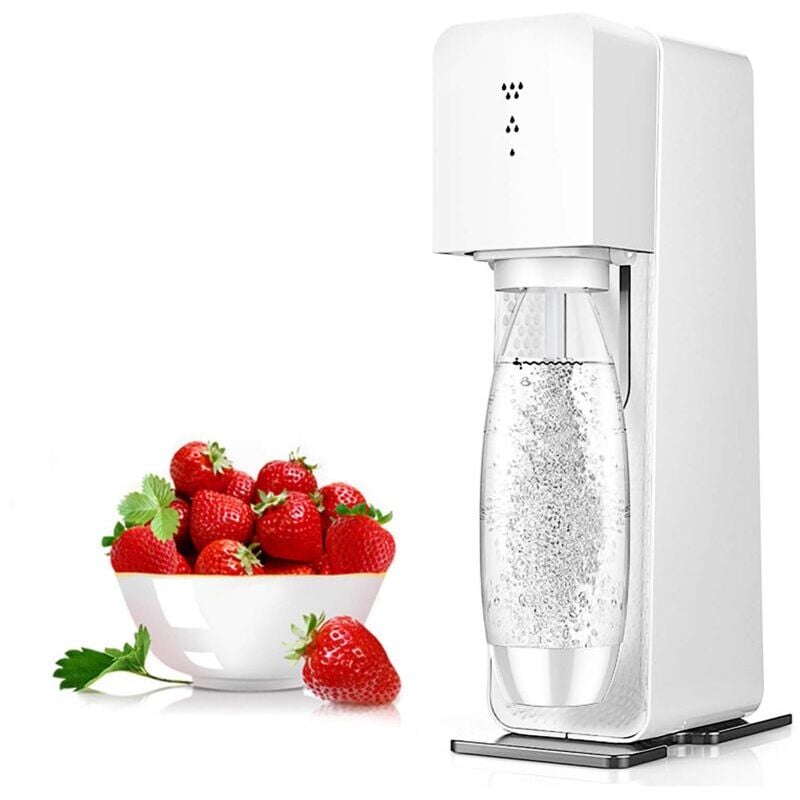 SNQ - Carbonator, Machine à gazéifier pour eau et boissons gazeuses, Machine à Soda avec 1 x Bouteilles d'eau (1000ml), Blanc
