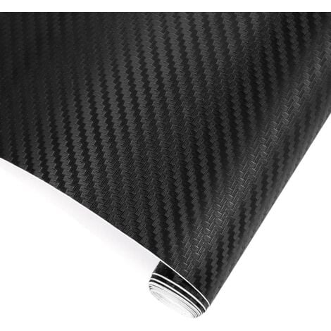 Carbone Autocollant Fibre Voiture ,1520 X 300 mm Adhésif Covering Stickers Film en Vinyle pour Voitures,Bricolage Et Moto,intérieur/Extérieur,3D Texturé,Noir Mat