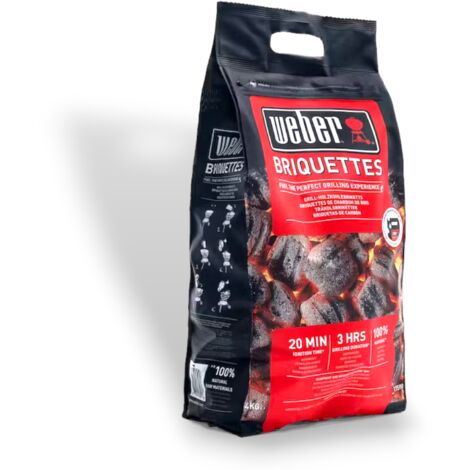 Carbonella bricchetti briquettes accensione veloce 3 ore di brace per barbecue 4 kg WEBER