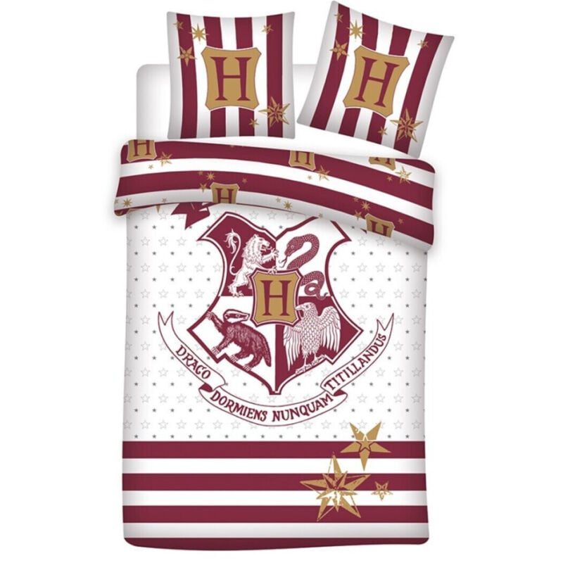 Parure de lit réversible - Harry Potter, les 4 maisons -140 cm x 200 cm