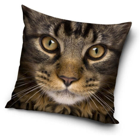 CARBOTEX HOUSSE DE COUSSIN 40 X 40 CM MOTIF VISAGE DE CHAT CAT