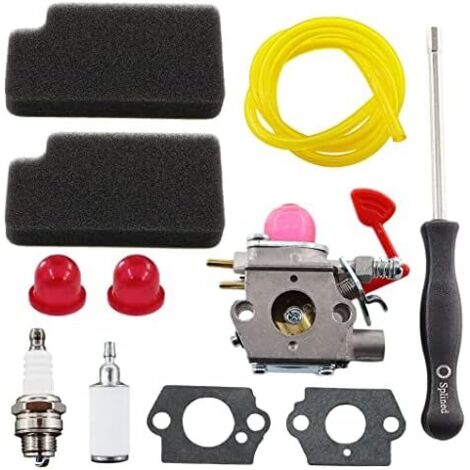 Carburador con filtro de aire, destornillador y bujía para Walbro WT-875, Poulan, BVM200C, BVM200VS, P200C, GBV325, P325, Craftsman, 545081855 y 358794650