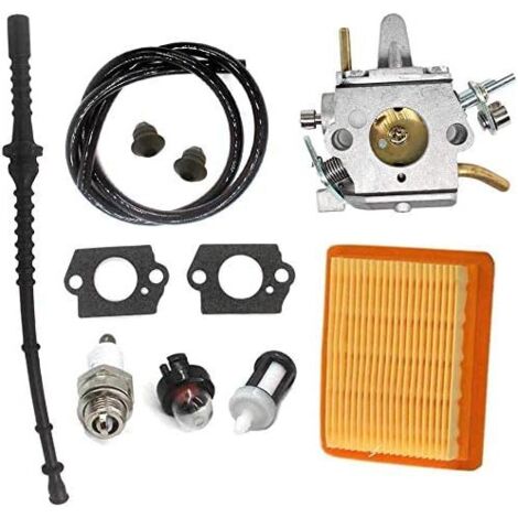 Carburador con filtro de aire y línea de combustible para desbrozadora Stihl FS400, FS450, FS480, SP400 y SP450. Reemplaza a Zama C1Q-S34H, 4128 120 0651 y 4134 141 0300.