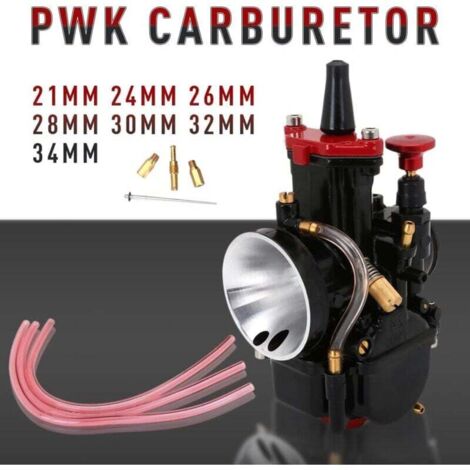 Carburador de motocicleta PWK compatible con Honda, Yamaha, Suzuki, Kawasaki, KTM 75, 80, 100, 125 y 150 cc, todoterreno, color negro, 24 mm