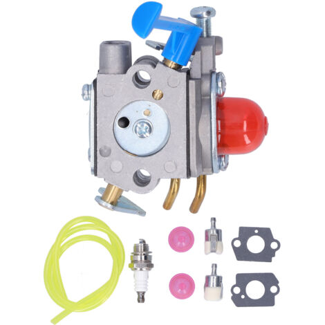 Carburador de repuesto fabricado en aleación de aluminio, compatible con Husqvarna 545081848 128C, 128L, 128LD, incluye bujía y 7 accesorios.