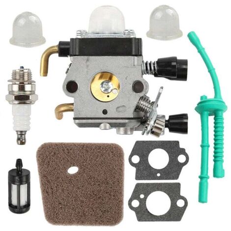 Carburador KZQ con kit de línea de combustible y filtro de aire para cortadoras de césped STIHL FS38, FS45, FS46, FS55, KM55, HL45, FS45L, FS45C, FS46C, FS55C, FS55R y FS55RC.