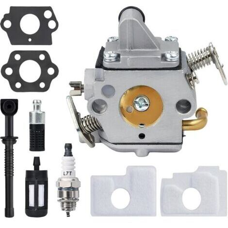 Carburador para motosierra STIHL MS170 MS180 017 018, kit completo de accesorios con bujía y kit de puesta a punto de filtro de aire, reemplaza a Zama C1Q-S57 y 1130-120-0603.
