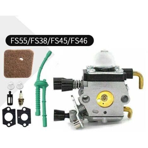 Carburador para Stihl FS55, FS38, FS55R, FS55RC, HL45, KM55, FS80, FR85, FH75, FS45, FS46, FS74, FS75, HL75, HS70, C1Q, S63, C1Q, S69, con junta, bujía, filtro de esponja y manguera.