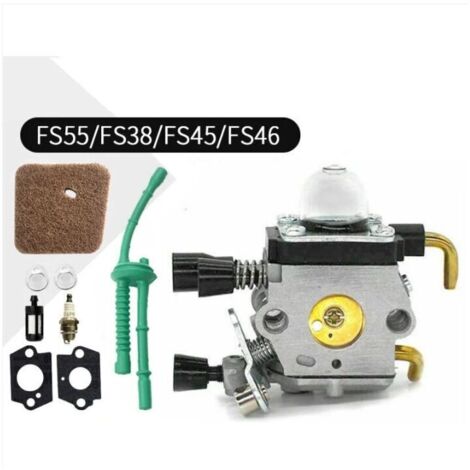 Carburador para Stihl FS55, FS38, FS55R, HL45, KM55 – Incluye junta, bujía, filtro y manguera.