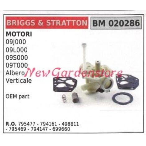 Carburateur à cuve B&S pour tondeuse à gazon B&S 09J000 09L000 020286