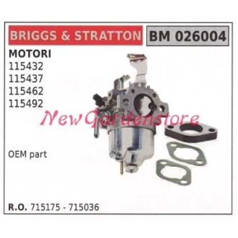 Carburateur à cuve B&S pour tondeuse à gazon B&S 115432 115437 026004