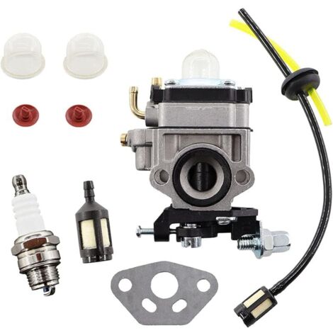 Carburateur avec bougie d'allumage Filtre à essence Kit de tuyau d'essence pour AL-KO Alko BC260 B, BC410, BC4535, BC4125, FRS 410, FRS 4125 débroussailleuse