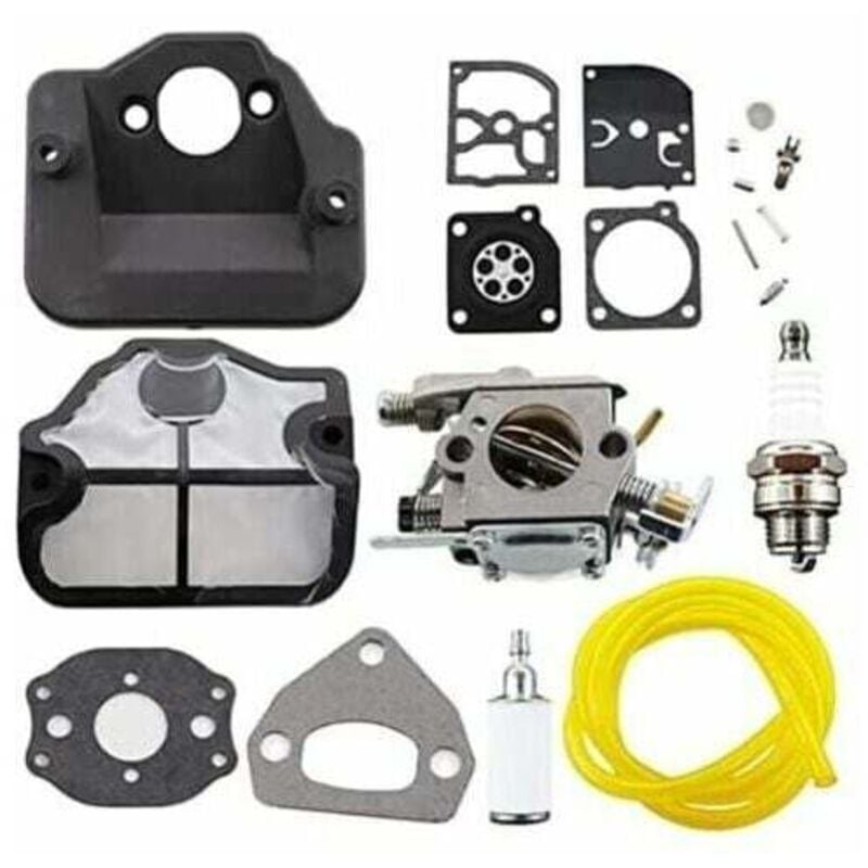 Gabrielle - Carburateur avec Filtre à Air, Bougie d'Allumage et Kit de Réparation de Membrane pour Tronçonneuses Husqvarna 36, 41, 136, 137, 141,