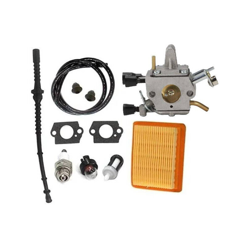 Carburateur avec filtre à air et tuyau à essence pour Stihl FS400 FS450 FS480 SP400 SP450 - Remplace Zama C1Q-S34H, 4128 120 0651, 4134 141 0300. H121