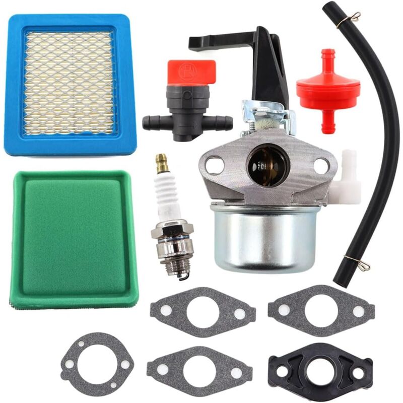 Coocheer - Carburateur avec joint de filtre à carburant et bougie d'allumage pour moteur Briggs & Stratton 696065 697422 110412 110402 215369