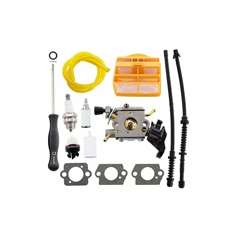 Forehill - Carburateur avec joint Filtre à air Tuyau dessence Bougie dallumage pour Husqvarna 445 445E 450 450E 445II 450II Tronçonneuse Jonsered