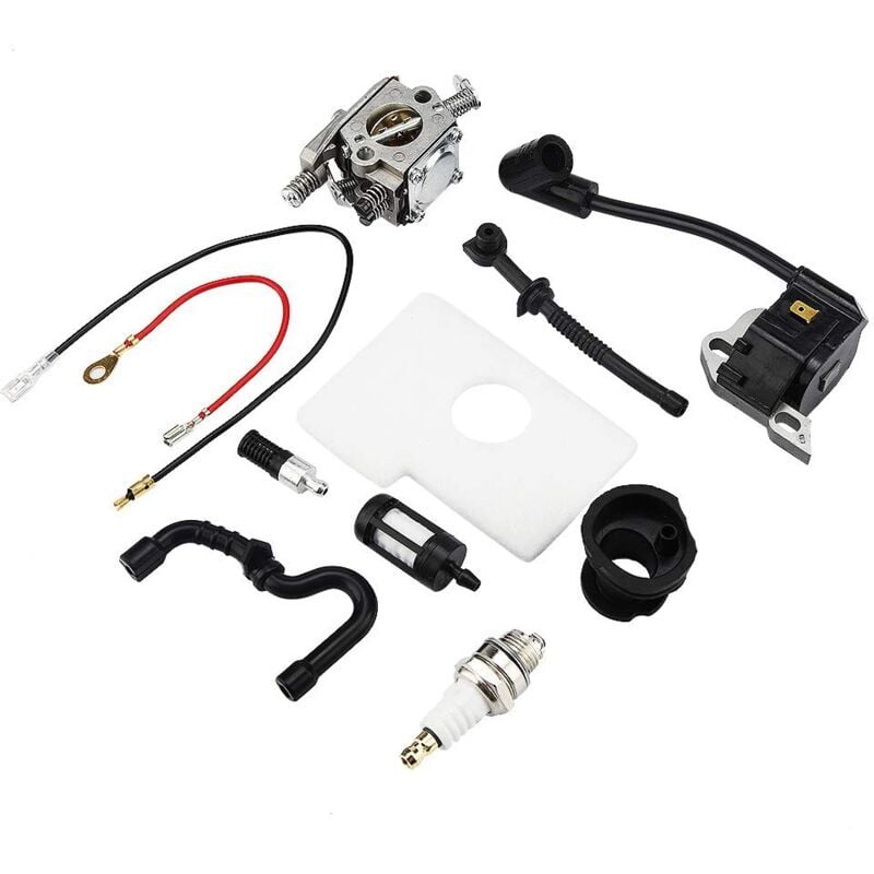 SNQ - Carburateur Bobine d'allumage Haute qualité carb Set Bobine avec Ligne de Carburant de Bougie d'allumage Bonne résistance pour Stihl Walbro 017