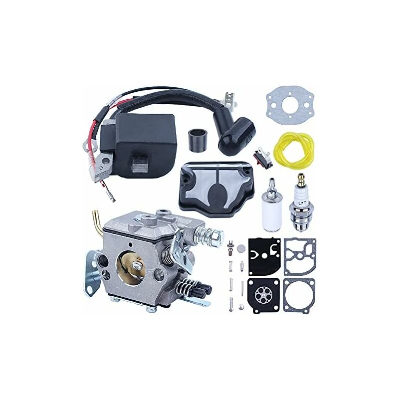 Carburateur Bobine dallumage pour Husqvarna 36 41 136 137 141 142 avec conduite de carburant Filtre à carburant Trousse de réparation Tronçonneuse