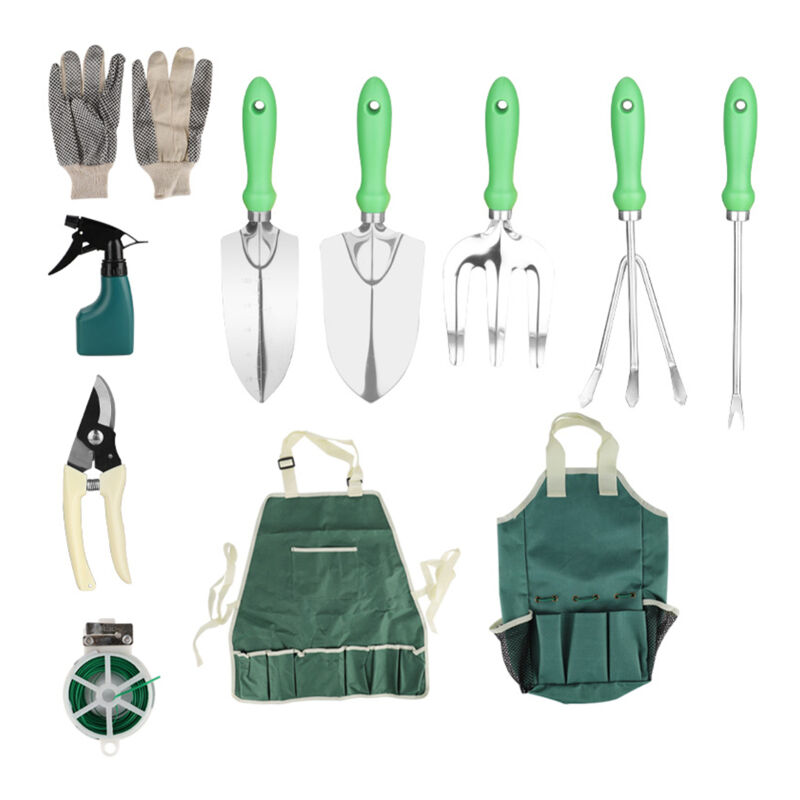 Ensemble d'outils de jardinage 11 pièces avec sac fourre-tout, organisateur de kit d'outils de jardinage, pelles, truelle, râteau à main, gants,