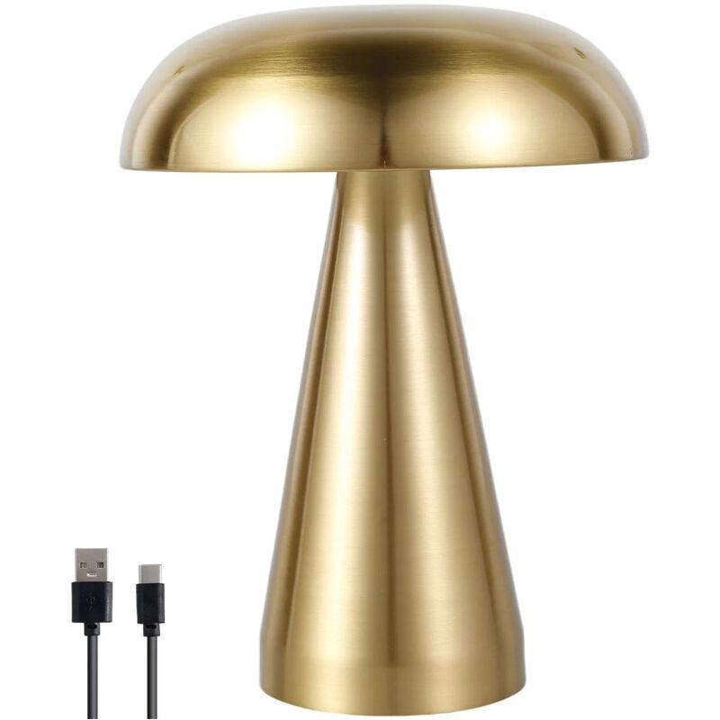 Lampe de table champignon, lampe de bureau LED portable sans fil USB, lampe de chevet champignon, 3 couleurs de gradation, lampe de chevet décorative
