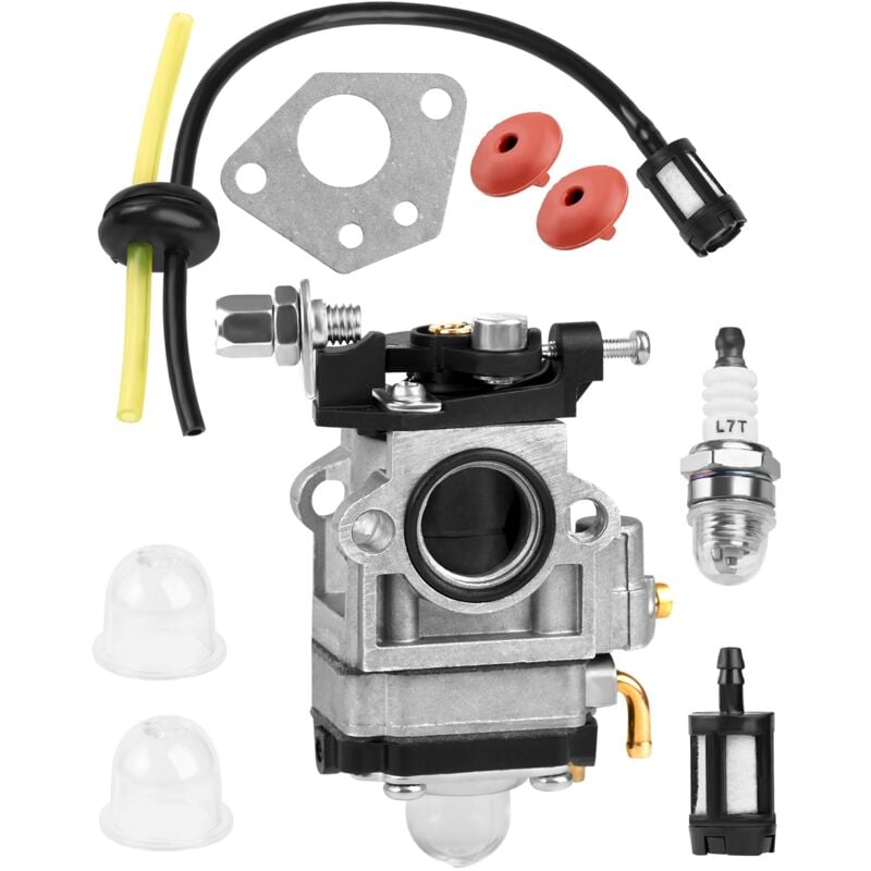 Carburateur Debroussailleuse 52cc 49cc 43cc Kit Carbu pour Moteur à Deux Temps avec Durite Essence Bougie d'Allumage Joint Pompe Amorçage