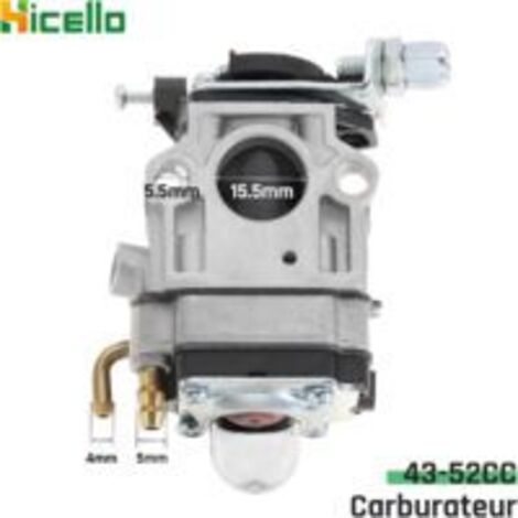 Carburateur DOLASO 15 mm pour débroussailleuse 52-43 cm³ avec joints à membrane et pompe d'amorçage. Kit carburateur pour débroussailleuse, taille-haie, tondeuse à gazon, motoculteur, souffleur et cou