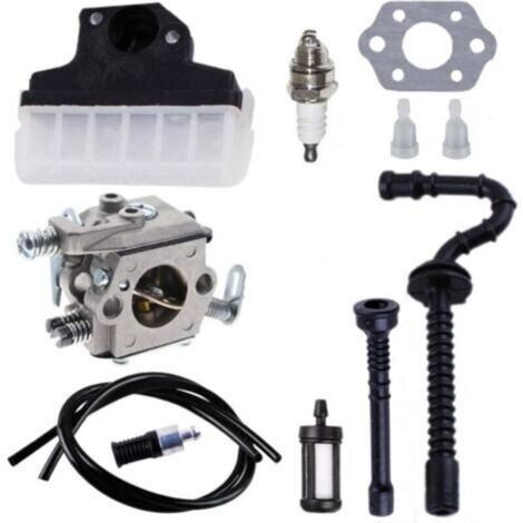 Carburateur + Filtre à air + Bougie d’Allumage + Tuyau d’Essence/d’Huile pour Tronçonneuse 021 023 MS210 MS230 MS250 Carburateur
