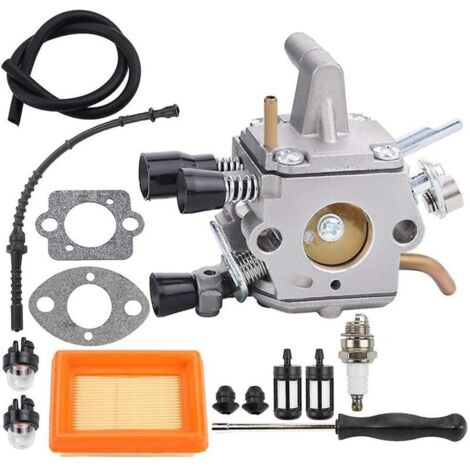 Carburateur FS120 FS250 compatible avec les débroussailleuses FS120, FS200, FS250, FS300, FS350, FR350, FR450 et FR480 (noir)-AquaForge