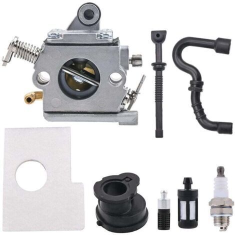 Carburateur MS170 pour Stihl MS170 MS180 Tronçonneuse avec Filtre à Air, XU, Bouchon de Réservoir, Filtre à Essence, Bougie d'Allumage, Remplace C1Q-S57 C1Q-S57A C1Q-S57B 1130 120 0603 -