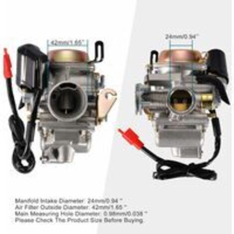 Carburateur PD24J de 24 mm, compatible avec les moteurs GY6 4 temps 125 cm³, 150 cm³, quads, karts, cyclomoteurs et scooters.