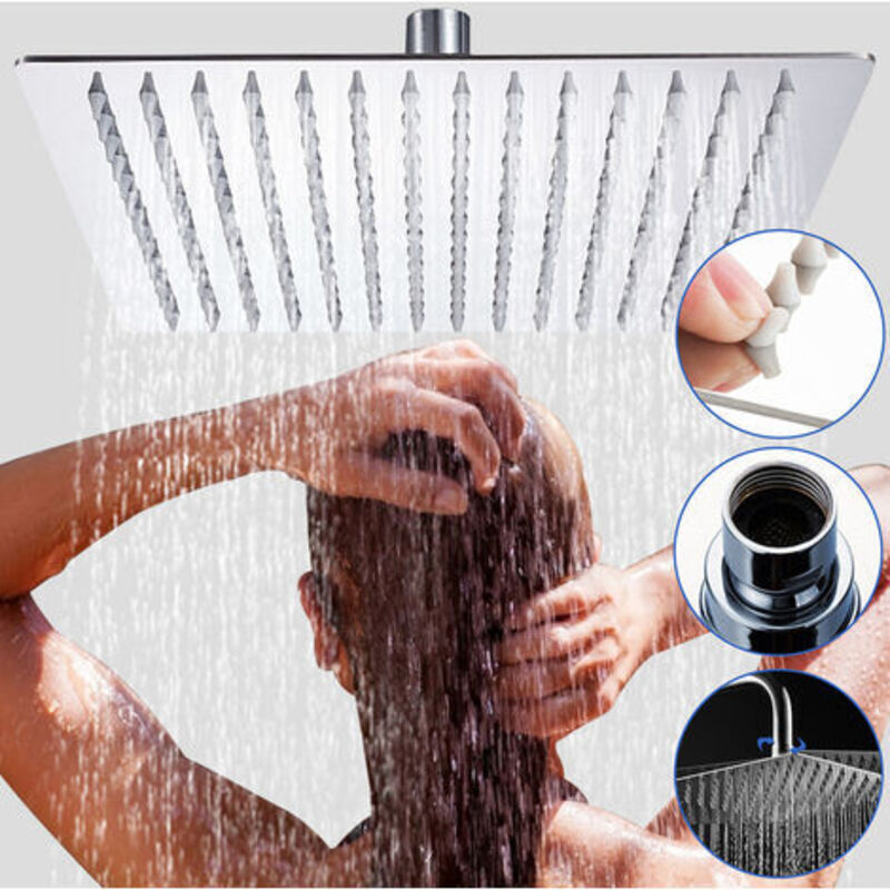Douche de tête Pomme de douche Pomme de douche en acier inoxydable Douche de pluie Wellness Pomme de douche V304 20cm